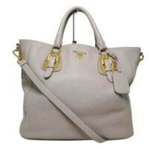 Prada Vitello Daino leather Sacca 2 Manici tote bag Gray